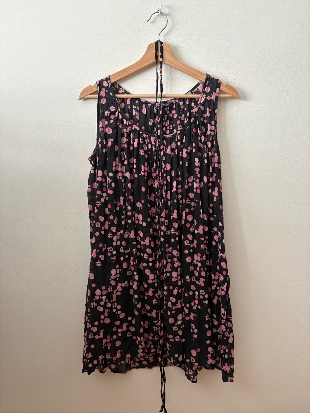 Marimekko Black Dress with Pink Dot Print